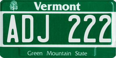VT license plate ADJ222
