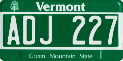 VT license plate ADJ227