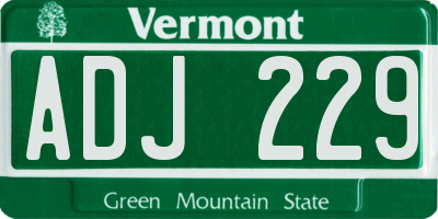 VT license plate ADJ229