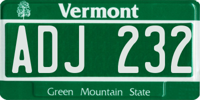 VT license plate ADJ232