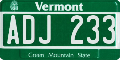 VT license plate ADJ233