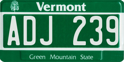 VT license plate ADJ239