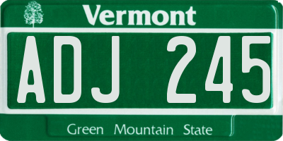 VT license plate ADJ245