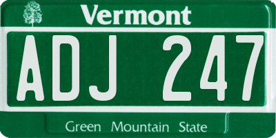 VT license plate ADJ247