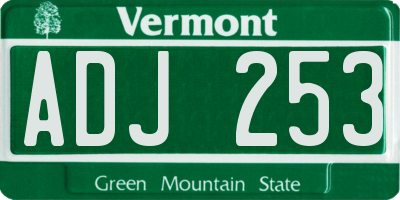 VT license plate ADJ253