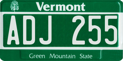 VT license plate ADJ255