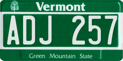 VT license plate ADJ257