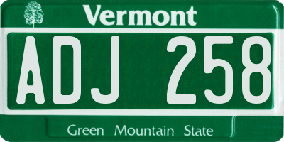 VT license plate ADJ258