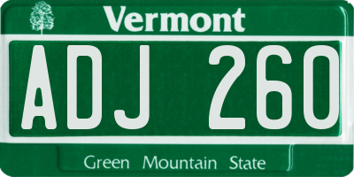 VT license plate ADJ260