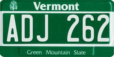 VT license plate ADJ262