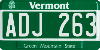 VT license plate ADJ263