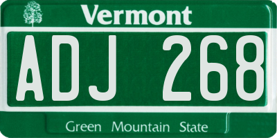 VT license plate ADJ268