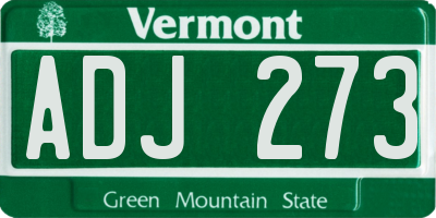 VT license plate ADJ273