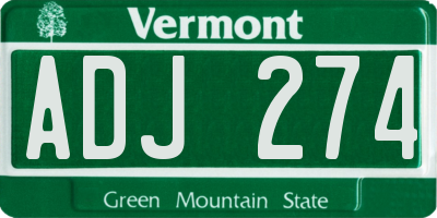 VT license plate ADJ274