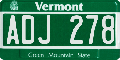VT license plate ADJ278