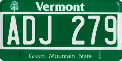VT license plate ADJ279