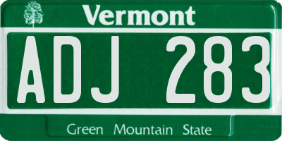 VT license plate ADJ283