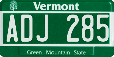 VT license plate ADJ285