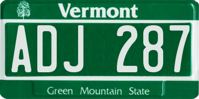 VT license plate ADJ287