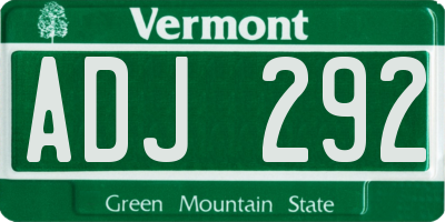 VT license plate ADJ292