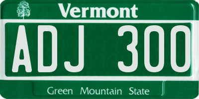 VT license plate ADJ300