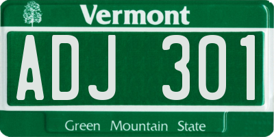 VT license plate ADJ301