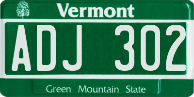 VT license plate ADJ302