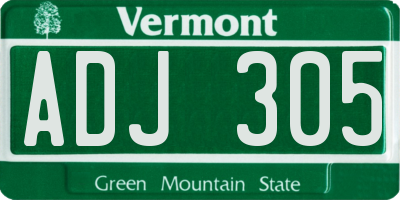 VT license plate ADJ305