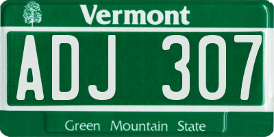 VT license plate ADJ307