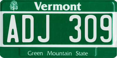 VT license plate ADJ309
