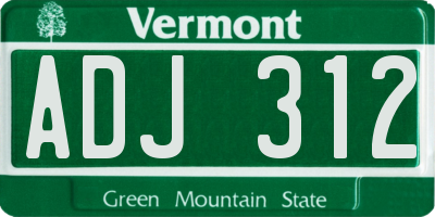 VT license plate ADJ312