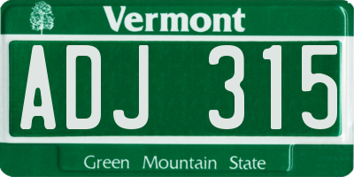 VT license plate ADJ315