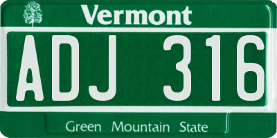 VT license plate ADJ316