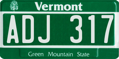 VT license plate ADJ317