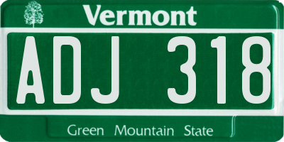 VT license plate ADJ318