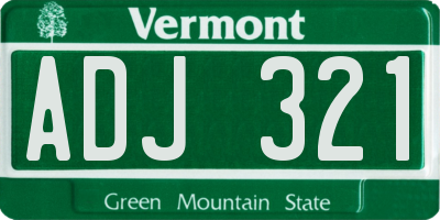 VT license plate ADJ321