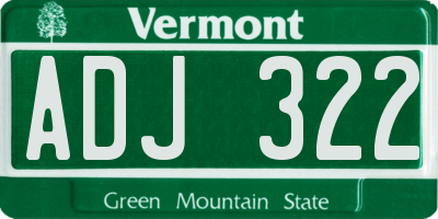 VT license plate ADJ322