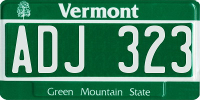 VT license plate ADJ323