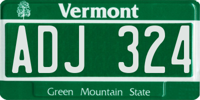 VT license plate ADJ324