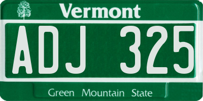 VT license plate ADJ325