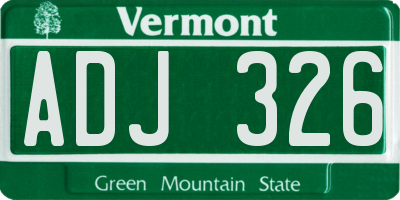 VT license plate ADJ326
