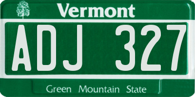 VT license plate ADJ327