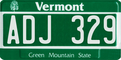 VT license plate ADJ329