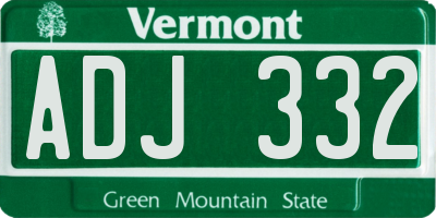 VT license plate ADJ332