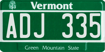 VT license plate ADJ335
