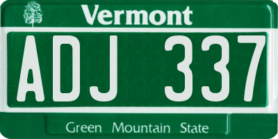 VT license plate ADJ337