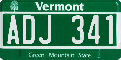 VT license plate ADJ341