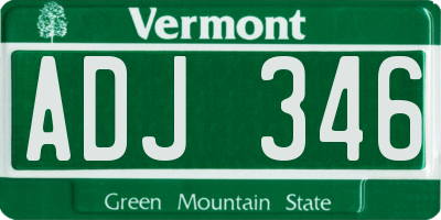 VT license plate ADJ346