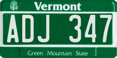 VT license plate ADJ347