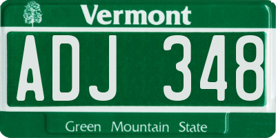 VT license plate ADJ348